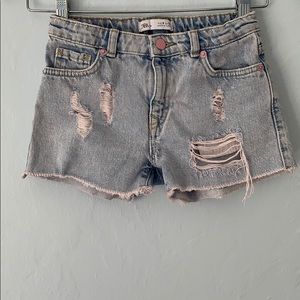 ZARA denim distressed vintage shorts, in pink wash